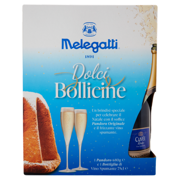 Melegatti 1894 Dolci Bollicine Pandoro 680 g + Vino Spumante 75 cl