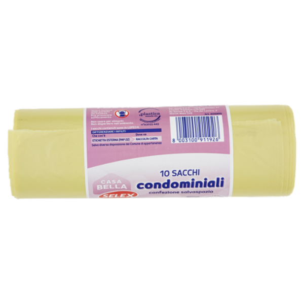 Selex Casa Bella Sacchi Condominiali Giallo con Legaccio Cm 70X110 10 pezzi