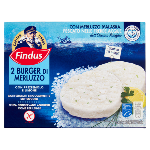 Capitan Findus 2 Burger di Merluzzo con prezzemolo e limone 170 g