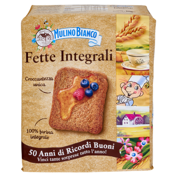 Mulino Bianco Fette Biscottate Integrali Ricche di Fibre 315g