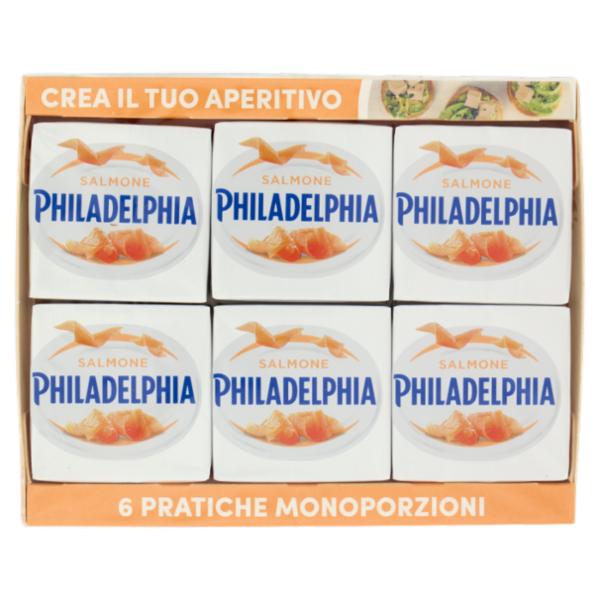 Philadelphia Formaggio Fresco Spalmabile al Salmone - 6 x 25g