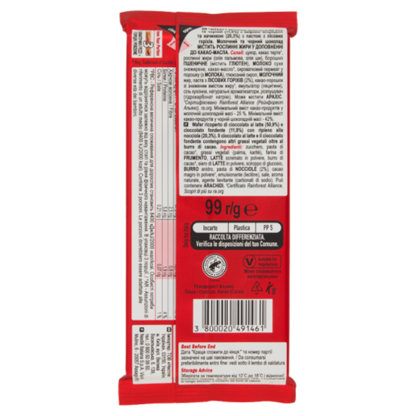 KITKAT Nocciola Tavoletta Wafer ricoperta di Cioccolato 99g