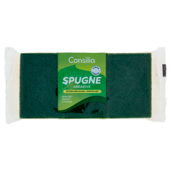 Consilia Spugne Abrasive in Pura Cellulosa Doppio Uso 3 pezzi