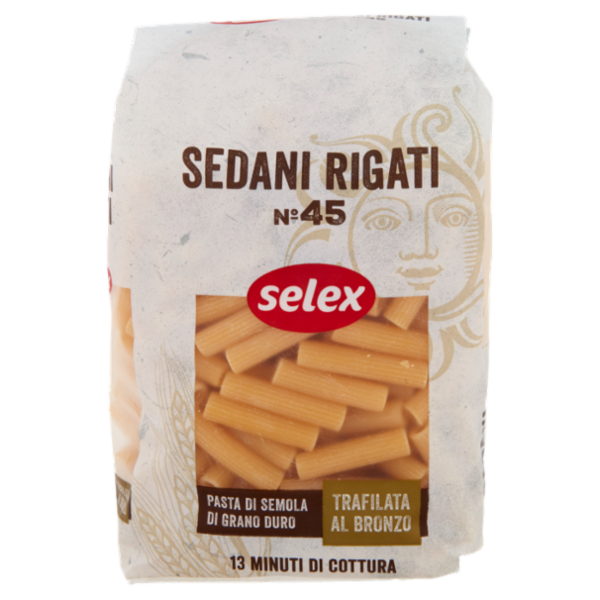 Selex Pasta di Semola Trafilata al Bronzo Sedani Rigati 500 g