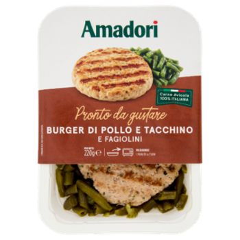Amadori Burger Di Pollo e Tacchino e Fagiolini 220 g