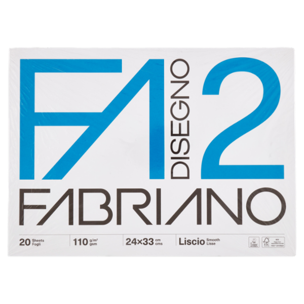 Fabriano Disegno 2 110 g/m² 24x33 cm Liscio 20 Fogli