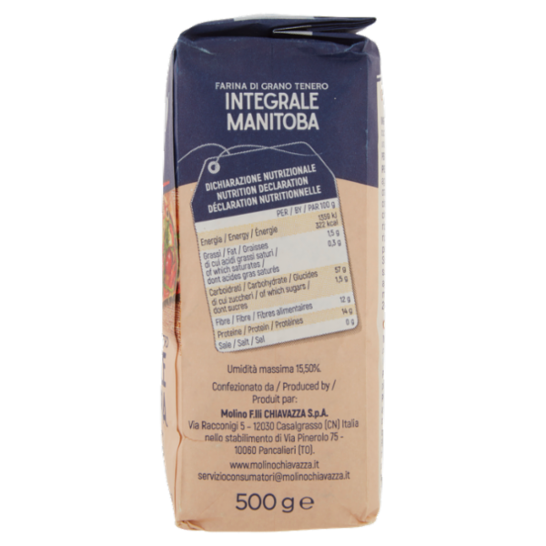 il Molino Chiavazza Farina di Grano Tenero Integrale Manitoba 500 g