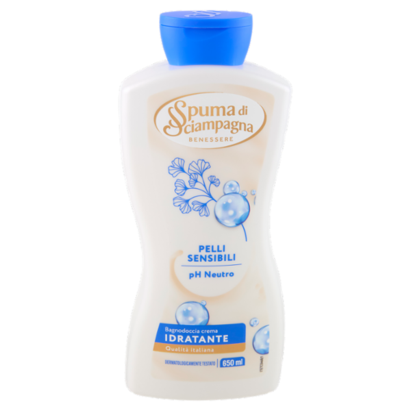 Spuma di Sciampagna Benessere Pelli Sensibili pH Neutro Bagnodoccia crema Idratante 650 ml