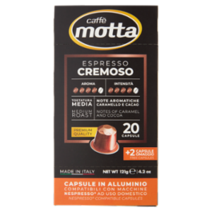 Caffè Motta Espresso Cremoso Capsule In Alluminio Compatibili Con Macchine Nespresso 22 x 5,5 g