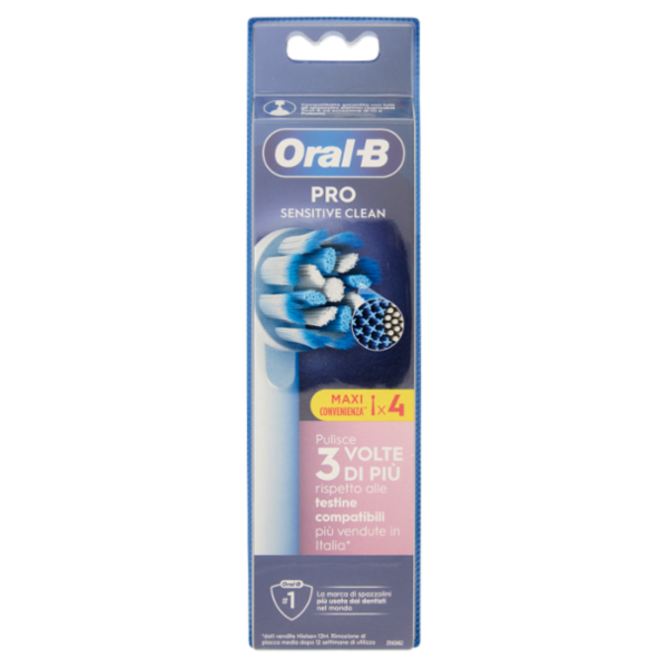 Oral-B Testine di Ricambio Pro Sensitive Clean Bianche Spazzolino Elettrico Denti Ricaricabile 4 pz