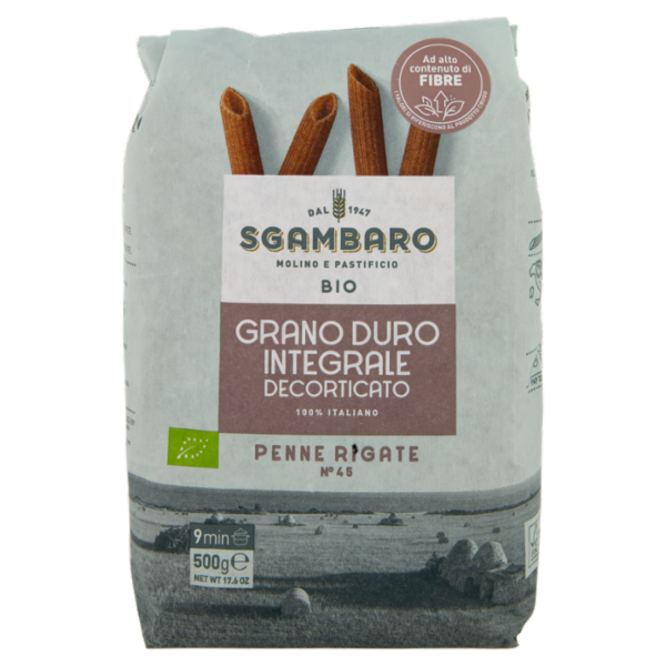 Sgambaro Bio Grano Duro Integrale Decorticato Penne Rigate N°45 500 g
