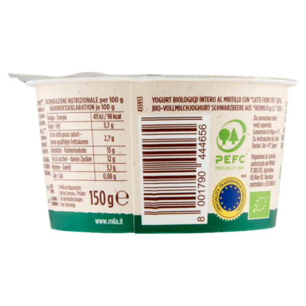 mila Bio Yogurt Intero Mirtillo 150 g