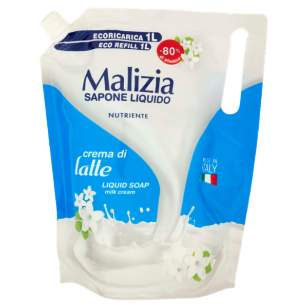 Malizia Sapone Liquido Nutriente crema di latte Ecoricarica 1000 mL