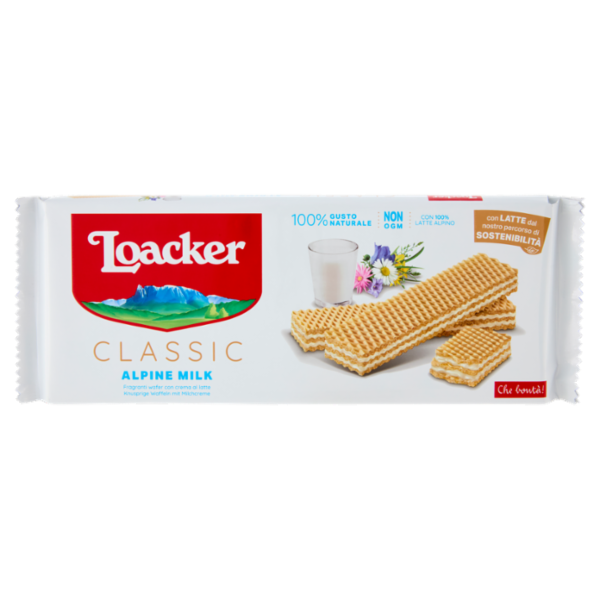 Loacker Classic Alpine Milk Wafer con crema al Latte Alpino non OGM Wafers 175g