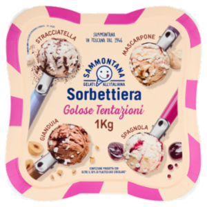 Sammontana Sorbettiera Stracciatella, Mascarpone, Spagnola, Gianduia 1 Kg