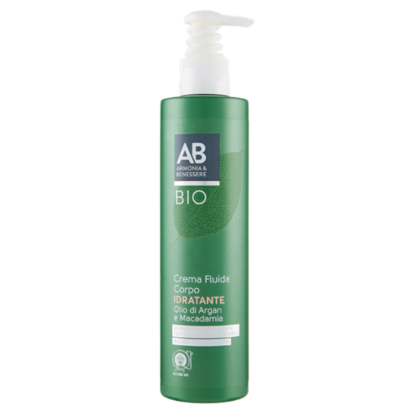 Armonia & Benessere Crema Fluida Corpo Idratante Bio con Oli di Argan e Macadamia 250 ml
