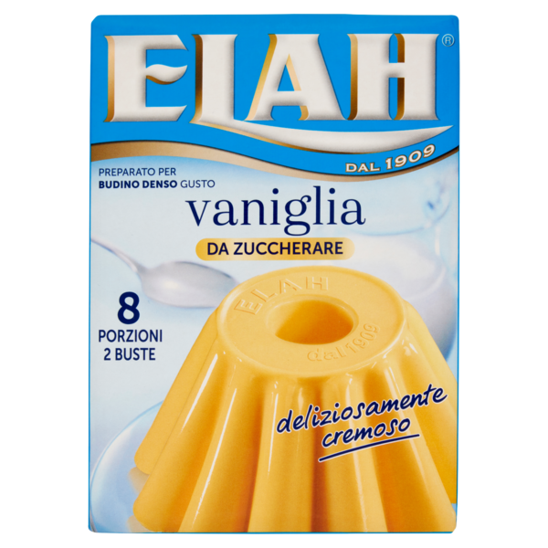 Elah Preparato per Budino Denso Gusto vaniglia da Zuccherare 2 x 44 g
