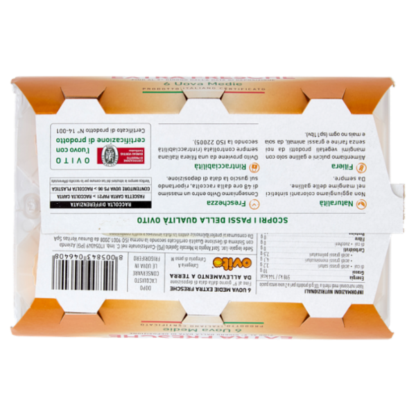 Ovito Extra Fresche 6 Uova Medie da Allevamento a Terra