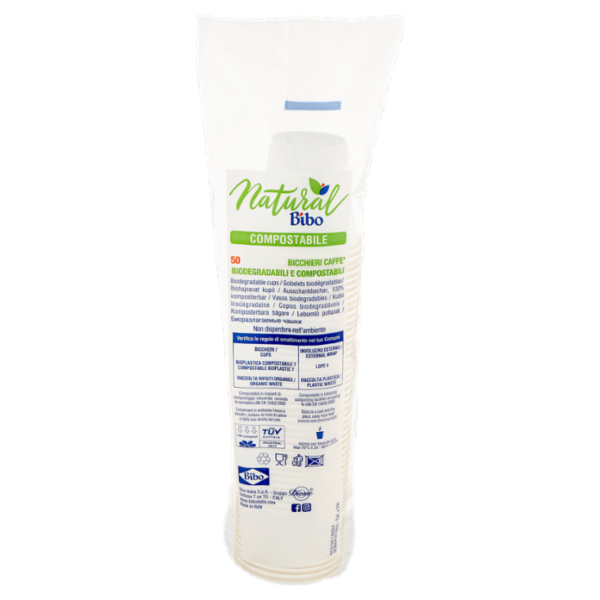 Natural Bibo Compostabile Bicchieri Caffè 80 cc 50 pz