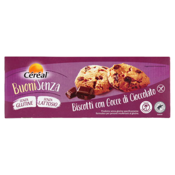 Céréal Buoni Senza Biscotti con Gocce di Cioccolato, Senza Glutine, Senza Lattosio - 3 x 50 g