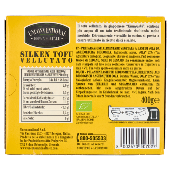 Unconventional Silken Tofu Vellutato Bio 400 g