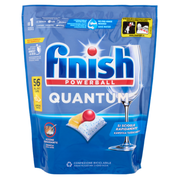 Finish Quantum Limone pastiglie lavastoviglie 56 lavaggi 582,4 g