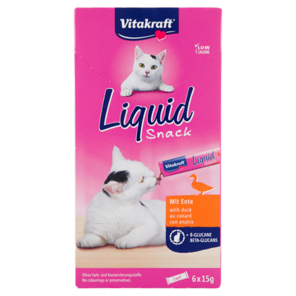 Vitakraft Liquid Snack con anatra + Beta-Glucans 6 x 15 g