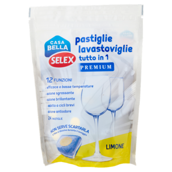 Selex Casa Bella Detersivo per Lavastoviglie Pastiglie Tutto in 1 al Limone 24x15 g
