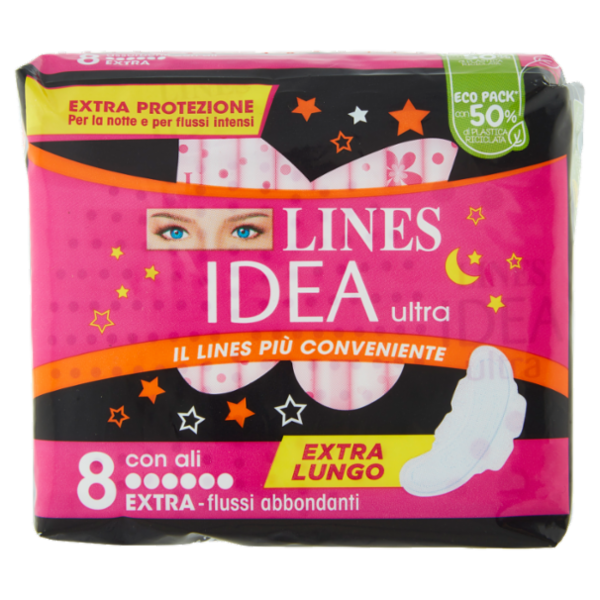 Lines Idea ultra Extra - flussi abbondanti con ali 8 pz