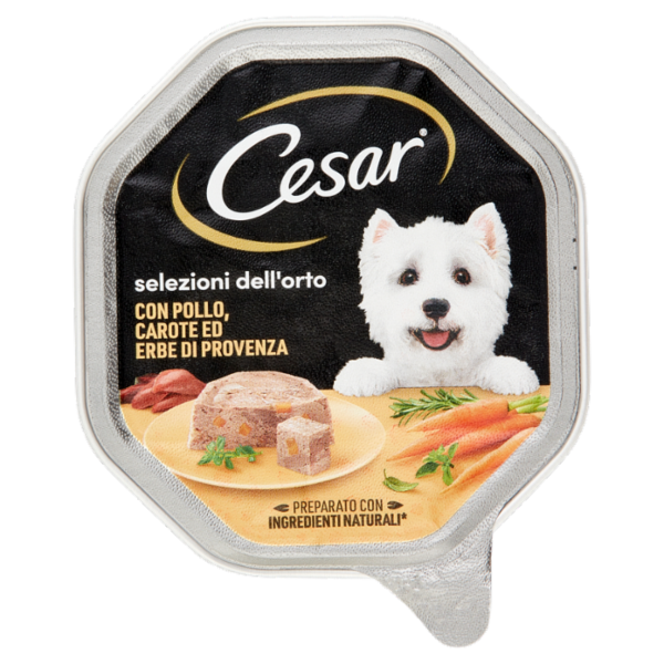 Cesar Selezioni dell'Orto Cibo Umido Cane in Vaschetta con Pollo, Carote ed Erbe di Provenza 150 g