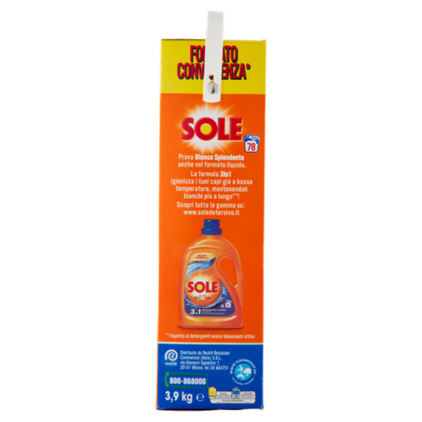 Sole Bianco Splendente Polvere lavatrice 78 misurini 3,9 kg
