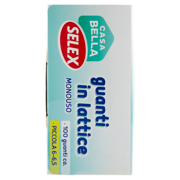 Selex Casa Bella Guanti Monouso in Lattice Naturale Misura Piccola (6-6,5) Dispenser 100 pezzi