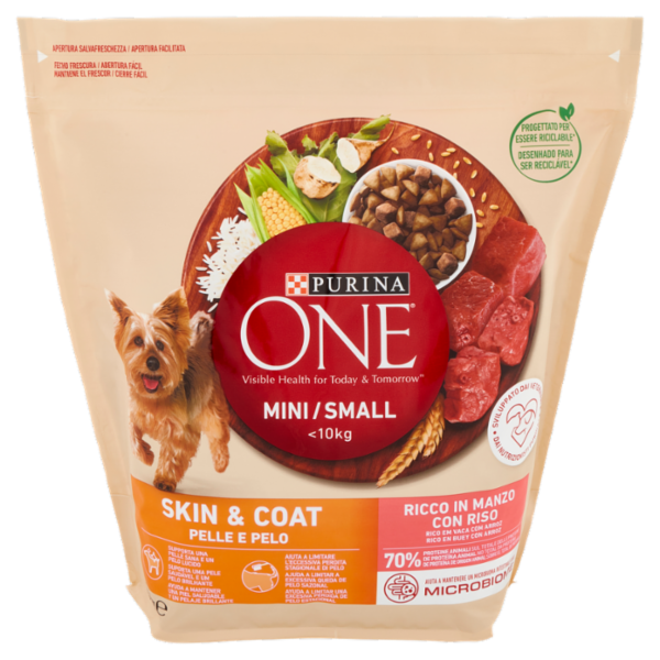 PURINA ONE Mini/Small Pelle e Pelo Ricco in Manzo con Riso 1,5 kg