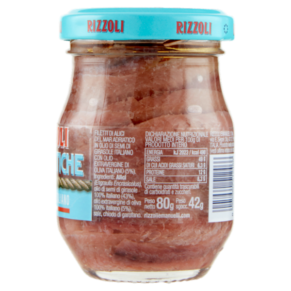 Rizzoli Filetti di Alici Adriatiche in Olio 100% Italiano 80 g