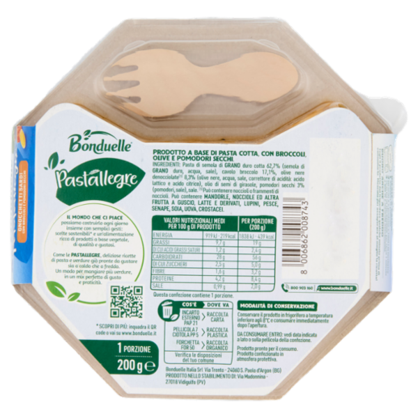 Bonduelle Pastallegre Gnocchetti Sardi con Broccoli e Pomodori Secchi 200 g