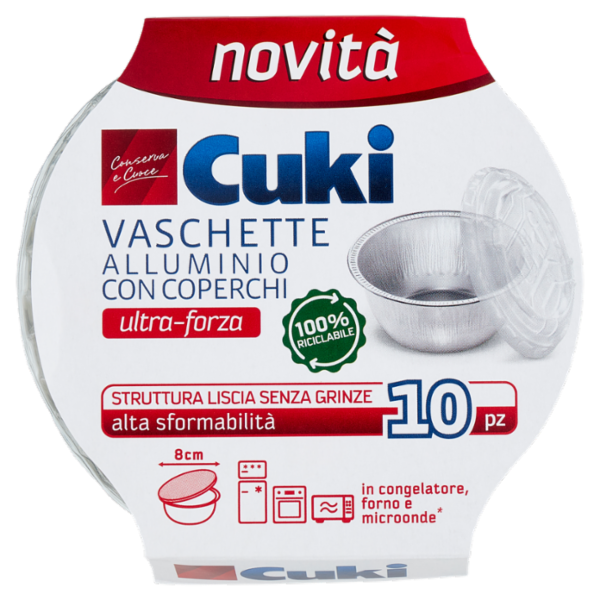 Cuki Conserva e Cuoce Vaschette Alluminio con Coperchi ultra-forza 8cm 10 pz