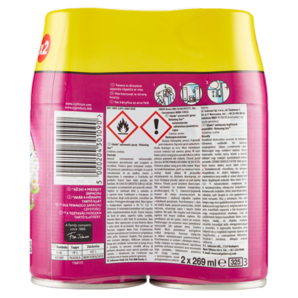 Glade Automatic Spray Ricarica, Profumatore per Ambienti, Fragranza Relaxing Zen 2 x 269 ml
