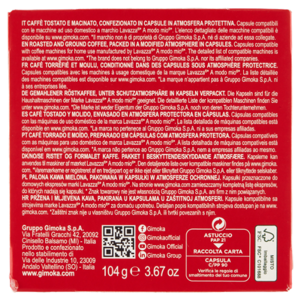 Gimoka Espresso Intenso Compatibile Lavazza* A Modo Mio* 16 Capsule 104 g