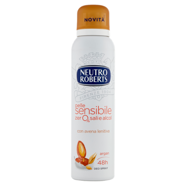 Neutro Roberts pelle sensibile zero% sali e alcol argan Deo Spray 150 ml