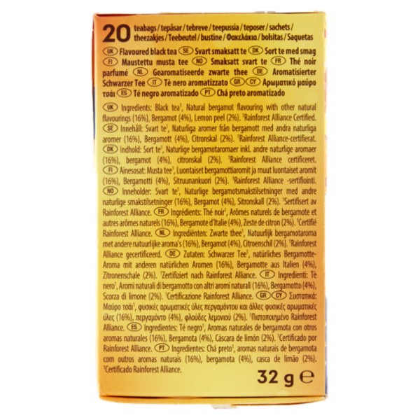 Lipton Earl Grey Tè Nero con Bergamotto 20 Pyramid Teabags 32 g