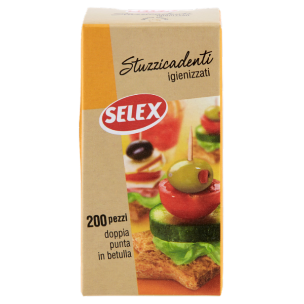 Selex Stuzzicadenti Doppia Punta in Betulla 200 pezzi