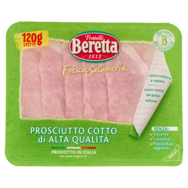 Fratelli Beretta Fresca Salumeria Prosciutto Cotto di Alta Qualità 120 g