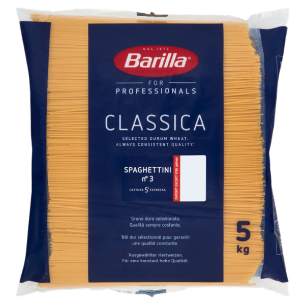 Barilla for Professionals Spaghettini n°3 Pasta Classica Lunga Catering Foodservice 5 kg