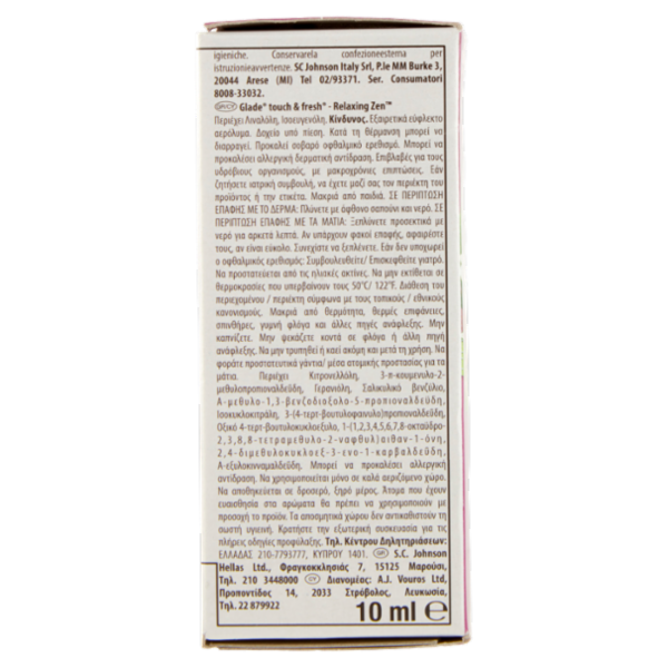 Glade Touch&Fresh Ricarica, Profumatore per Ambienti, Fragranza Relaxing Zen 10ml