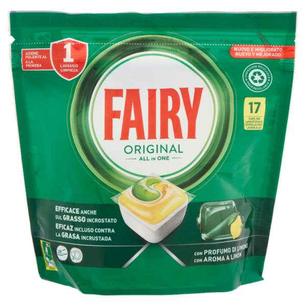 Fairy Pastiglie Lavastoviglie Original, Detersivo Piatti Limone, 17 Capsule 230 g