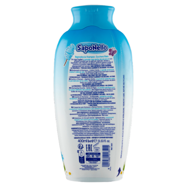 SapoNello Bagnodoccia Shampoo zucchero filato 400 ml
