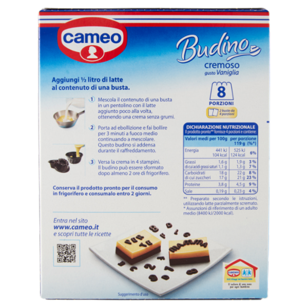 cameo Preparato per Budino cremoso gusto Vaniglia 2 x 65 g