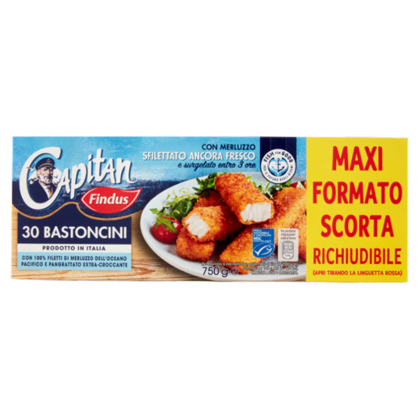 Capitan Findus 30 Bastoncini con 100% Filetti di Merluzzo 750 g
