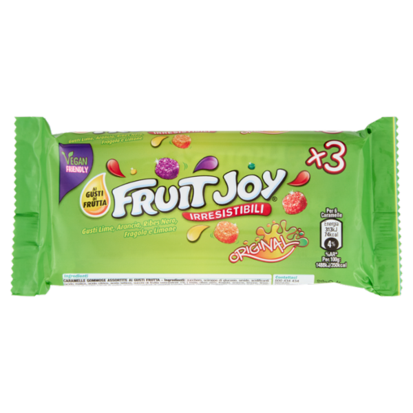 FRUIT JOY Original Caramelle Gommose alla Frutta Assortite 3 Tubi da 41g