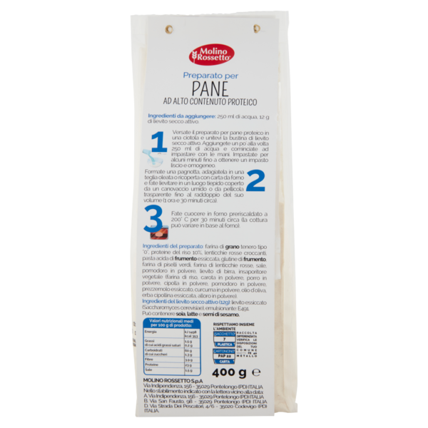 Molino Rossetto Pro+ Pane + Proteine 400 g